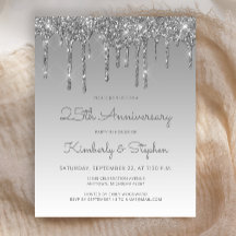 Budget Silver Glitzer 25 Jahre Einladung