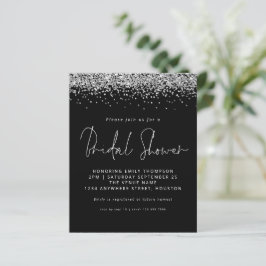 Budget Silver Glitzer Brautparty Black Einladung
