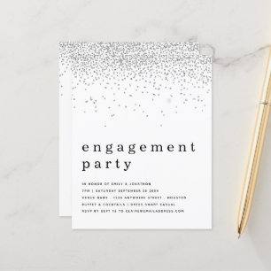 Budget Silver Glitzer Engagement Party einladen