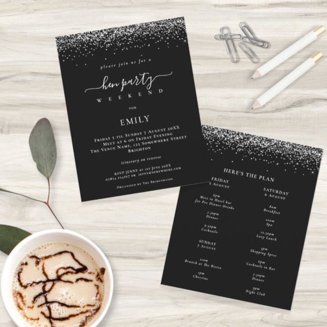 Budget Silver Glitzer Hen Weekend Tour Black (Von Creator hochgeladen)