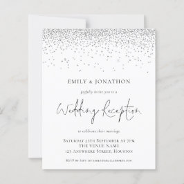 Budget Silver Glitzer Hochzeitsempfang Einladung