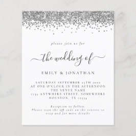 Budget Silver Glitzer QR Code Einladung Hochzeitsf