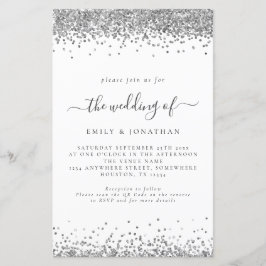 Budget Silver Glitzer QR Code Wedding Einladung