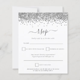 Budget Silver Glitzer QR Code Wedding RSVP