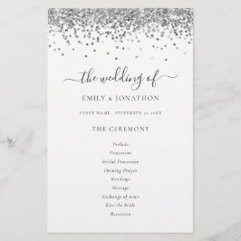 Budget Silver Glitzer Script Wedding Programm