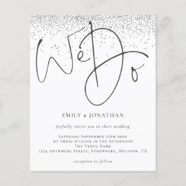 Budget Silver Glitzer wir tun Hochzeit Einladung