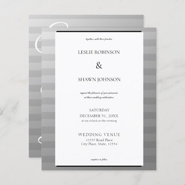 Budget Silver & Gray Stripes Wedding (Vorne/Hinten)