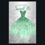 Budget Silver Green Dress Sweet 16 Einladung<br><div class="desc">Budget Silver Emerald Green Sparkle Dress Sweet 16 Geburtstag Einladung</div>
