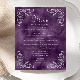 Budget Silver Lila Vintage Wedding Menu