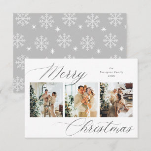 Budget Silver Script Frohe Weihnachts Foto Collage Mitteilungskarte