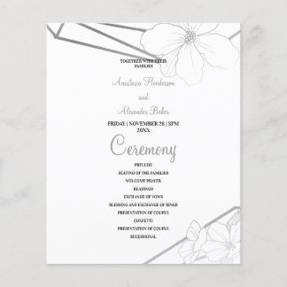 Budget Silver Wedding Program Karte. Flyer