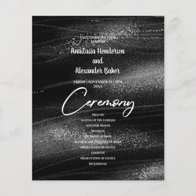 Budget Silver Wedding Program Karte. Flyer (Vorne)