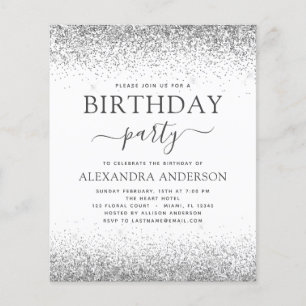 Budget Silver White Jay Age Geburtstag Glitzer