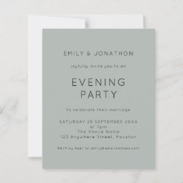 Budget Silvery Sage Wedding Abend Party Einladung