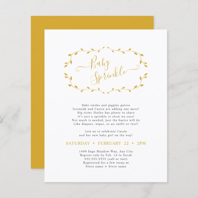 Budget Simple Bébé Botanique Sprinkle PAPIER (Devant / Derrière)