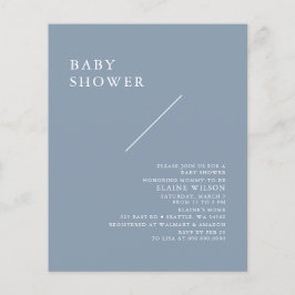 Budget Simple Blue Modern Baby Dusche Einladung