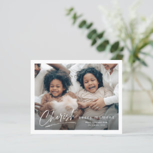 Budget Simple Cherish Script Foto Weihnachtskarte