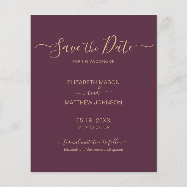 Budget Simple Elegant Script Save the Date Flyer (Vorderseite)