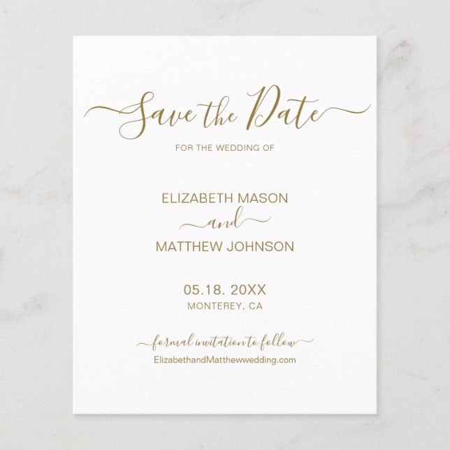 Budget Simple Elegant Script Save the Date Flyer (Vorderseite)