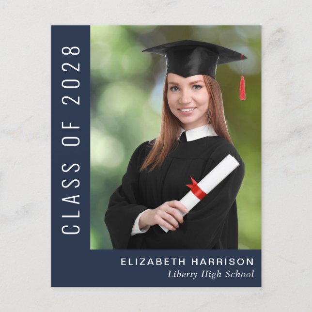 Budget Simple Foto Blue Abschluss Ankündigung (Vorderseite)