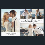 Budget Simple Foto Collage Wedding Danke Karte<br><div class="desc">Elegante, Minimalistische Moderne 4 Foto Collage Script Wedding Vielen Dank für Ihre günstigen Low Budget Thin Card. Stilvolle Hochzeit danke Ihnen Vorlage mit vier Foto auf der Vorderseite und ein Foto auf der Rückseite. Mit dem Text "Danke" in einer Wirblen Hand mit Schrift-Schrift oder Kalligraphie-Schriftart mit Swash oder in schwarz...</div>