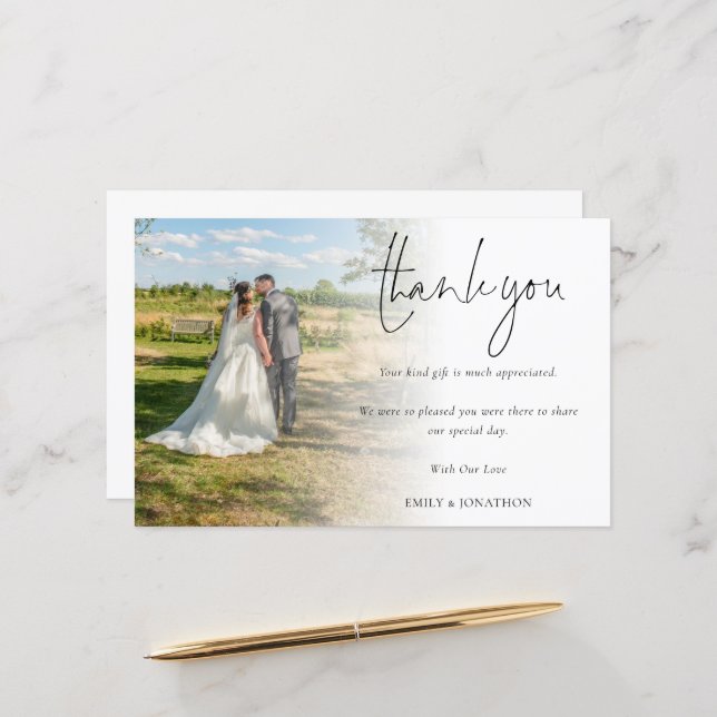 Budget Simple Foto Script Wedding Vielen Dank (Vorderseite/Rückseite Beispiel)