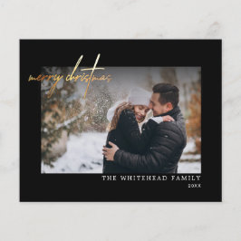 Budget Simple Gold Frohe Weihnachts Black Card Flyer