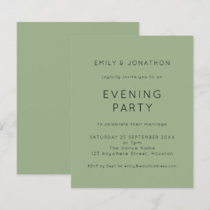 Budget Simple Green Wedding Abend Party Einladung