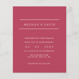Budget Simple Magenta Modern Wedding Einladung