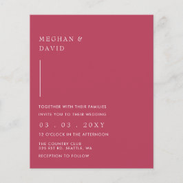 Budget Simple Magenta Wedding Einladung