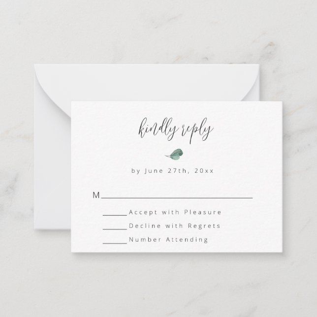 Budget Simple Mariage Verdure Carte RSVP (Devant)
