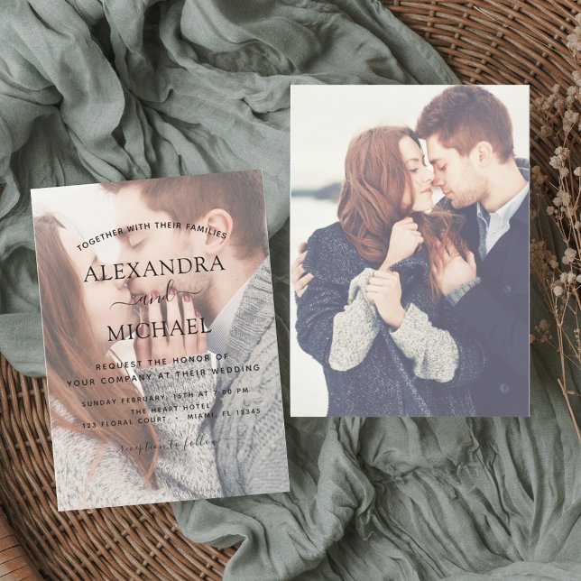 Budget Simple Modern 2 Photo Wedding Invitation (Von Creator hochgeladen)