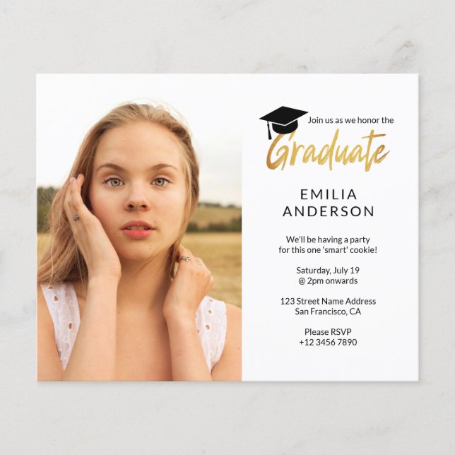 BUDGET Simple Modern Graduation Party Flyer (Vorne)