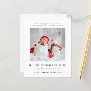 Budget Simple Photo Nouveau-né Carte de Noël