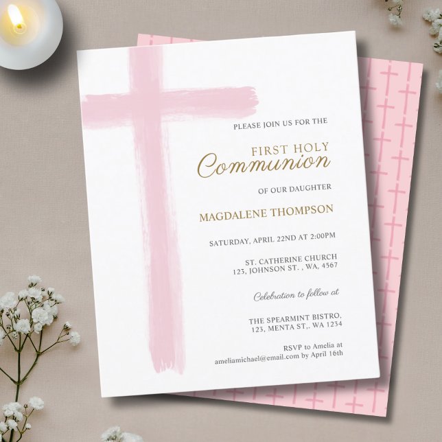Budget Simple Pink Cross Girl First Holy Communion (Von Creator hochgeladen)