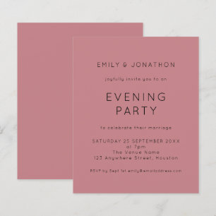 Budget Simple Pink Wedding Abend Party Einladung
