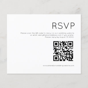 Budget Simple QR Code Black and White Wedding RSVP