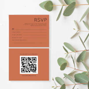 Budget Simple QR Code Terracotta Wedding RSVP