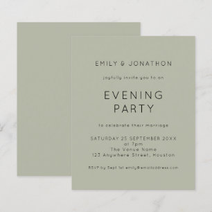 Budget Simple Sage Wedding Abend Party Einladung