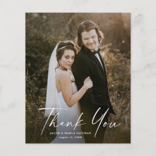 Budget Simple Script Foto Wedding Danke Card