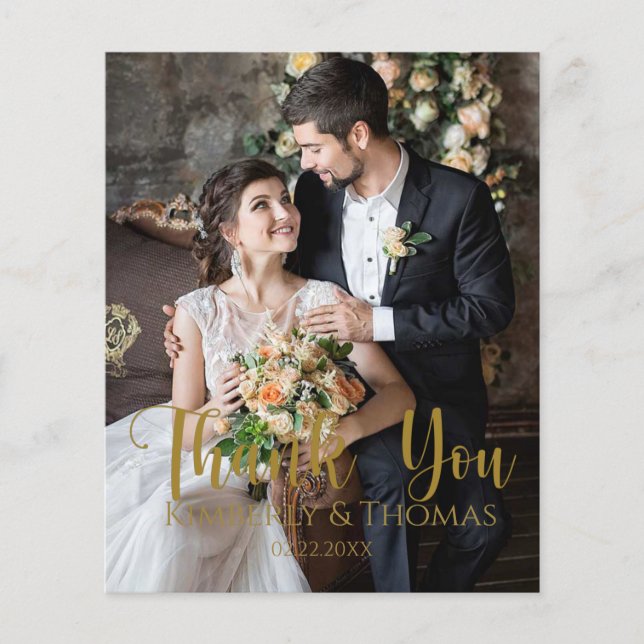 Budget Simple Script Wedding Dankeschön Cards Flye Flyer (Vorne)