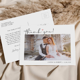 Budget Simple Script Wedding Foto Vielen Dank Postkarte