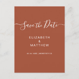Budget Simple Terracotta Script Save the Date Ankündigungspostkarte