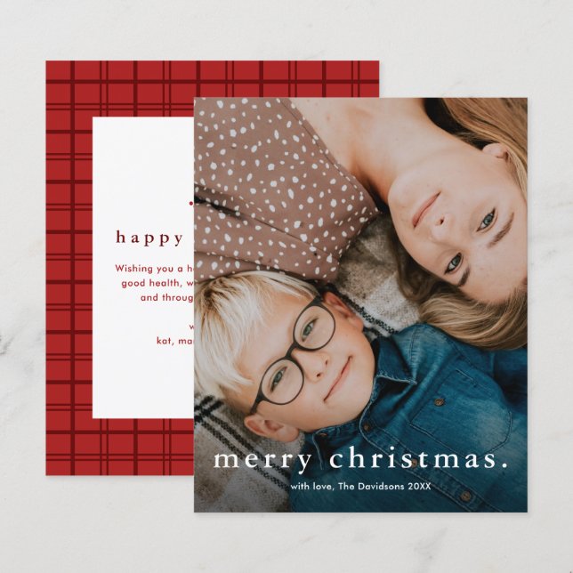 Budget Simple Type Photo Joyeux Noël Carte (Devant / Derrière)