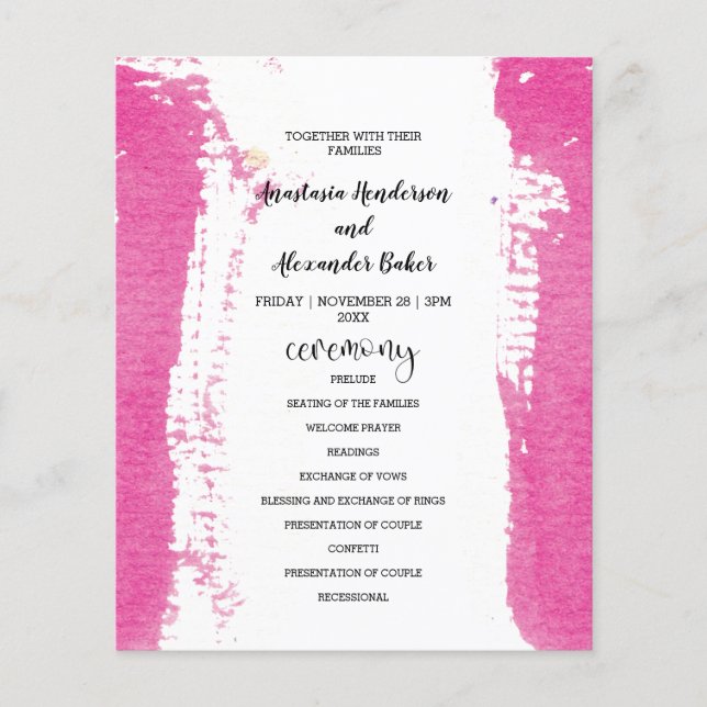 Budget Simple Wedding Program Karte. Flyer (Vorne)