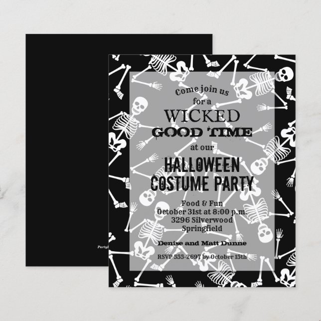 Budget Skelettons Halloween Einladungen (Vorne/Hinten)