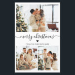 Budget Skript Herz 3 Foto Collage Weihnachtskarte<br><div class="desc">Budget Elegantes Schwarz und Weiß Modernes Herz Skript 3 Foto Collage Frohe Weihnachts Script Holiday Thin Card. Notiz: dünner als Postkarte! Diese festliche, minimale drei (3) Foto Urlaubskarte Vorlage verfügt über eine hübsche Foto Collage, ein wenig Herz Doodle und sagt Frohe Weihnachten! Der "Frohe Weihnachten"-Grußtext ist in einem schönen schwarzen...</div>