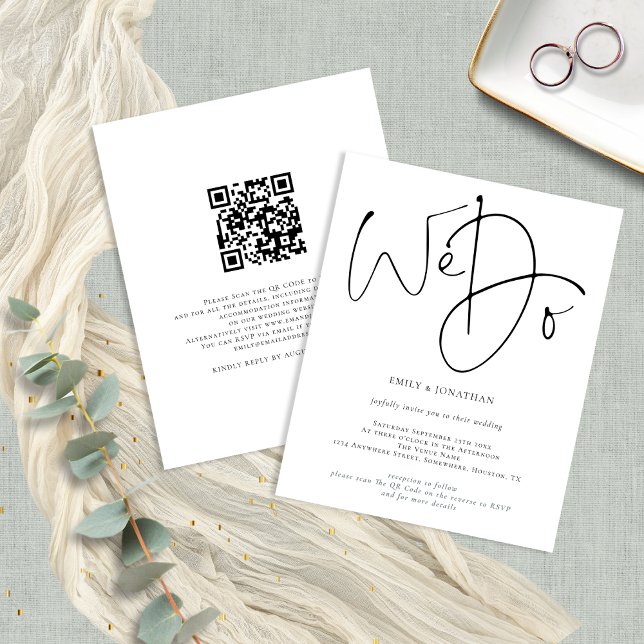 Budget Skript machen wir einfache QR-Code Hochzeit (Front and back view)