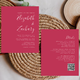Budget Skript Magenta QR Code Wedding Einladung