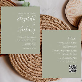 Budget Skript Sage Green QR Code Hochzeit Einladun